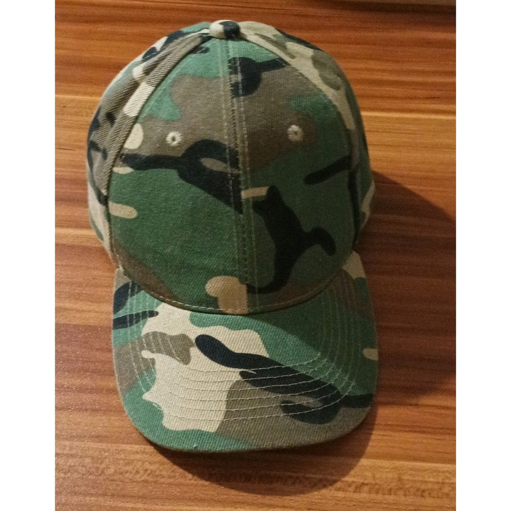 Woodland Camo Baseball Cap Hat Mens Camouflage Adjustable Hook Loop Strap